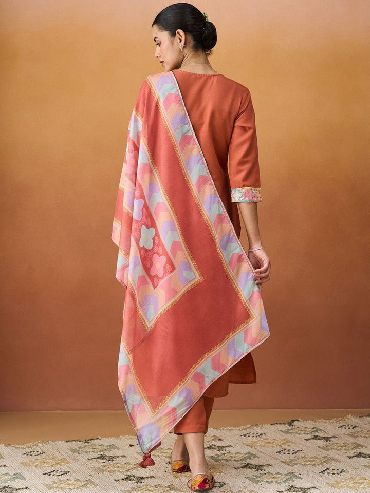 KALINI Women Ethnic Motifs Embroidered Regular Sequinned Kurta with Trousers & With Dupatta