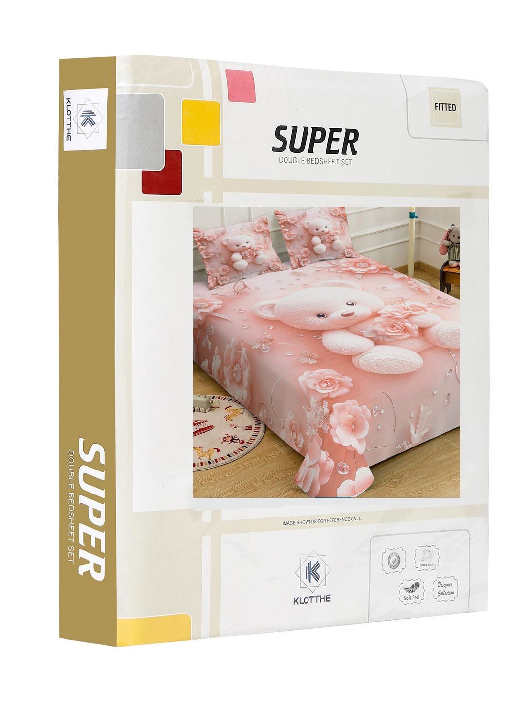 KLOTTHE Pink Cartoon Characters Printed 400 TC King Superfine Bedsheets