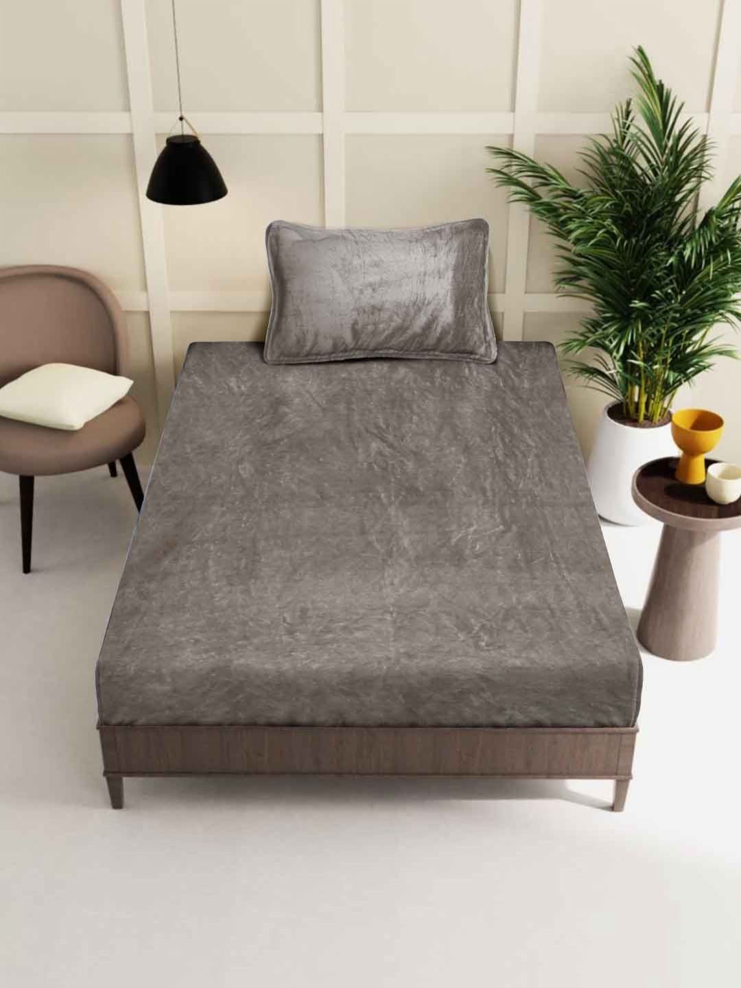 Myntra Elegant Homes Coklat 300 TC Bulu Set Cadar Bujang 2.20 m x 1.50 m