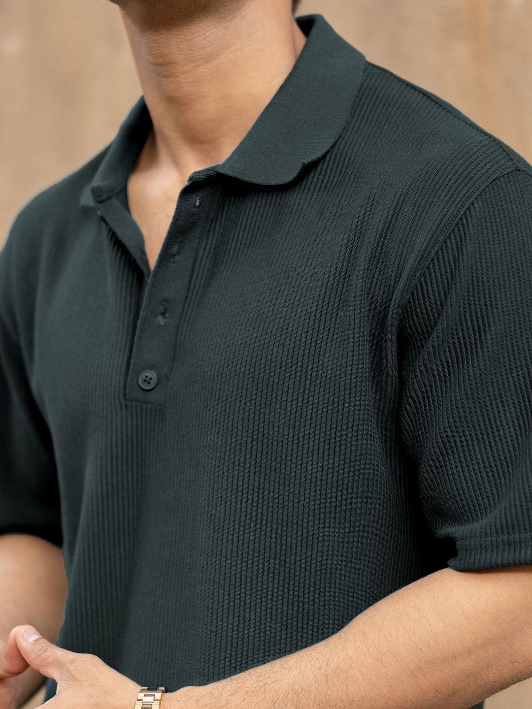 Powerlook Men Polo Collar Drop-Shoulder Sleeves T-shirt