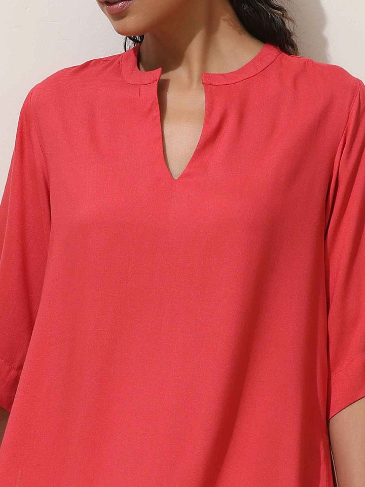 trueBrowns Mandrain Collar Straight Kurta With Trouser