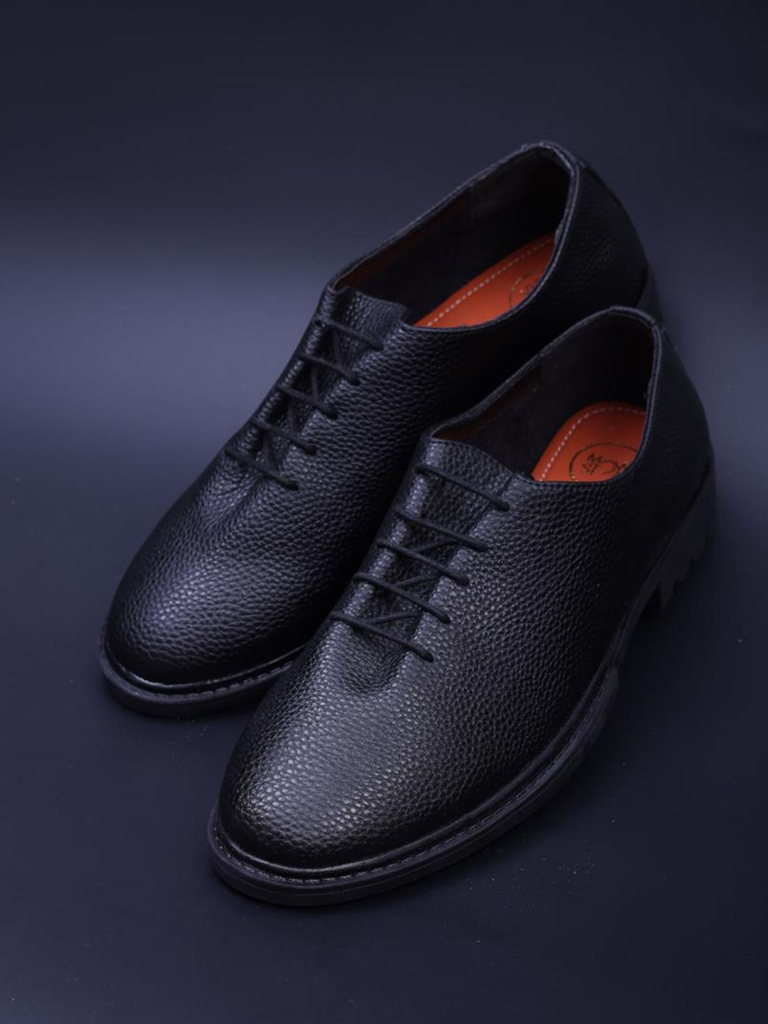 MONKSTORY Men Black Pebble Grain Textured Hybrid Slip-On Formal Shoes