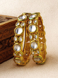 Set Karatcart dari 2 gelang Kundan berlapis emas