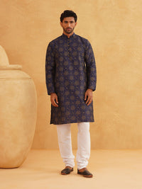SOJANYA Floral Printed Mandarin Collar Straight Kurta With Churidar