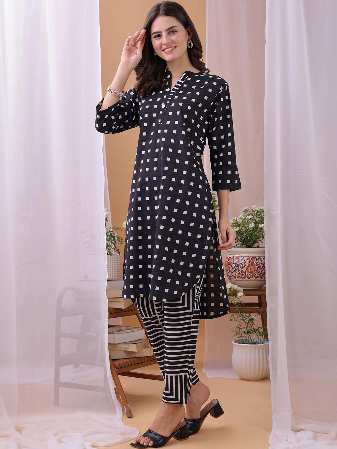 KALINI Women Black Pure Cotton Co-Ords