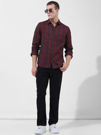 The Indian Garage Co Men Textured Straight Fit Trousers