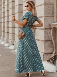DressBerry Polka Dot Printed V-Neck Maxi Dress