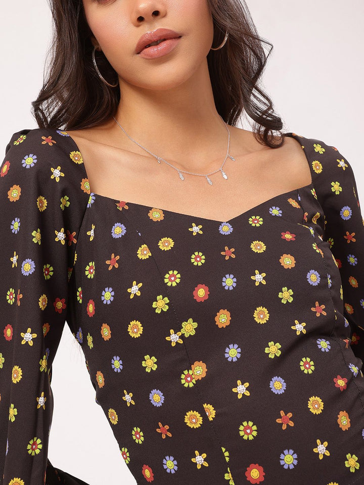DressBerry Floral Fantasy Bow Back Top