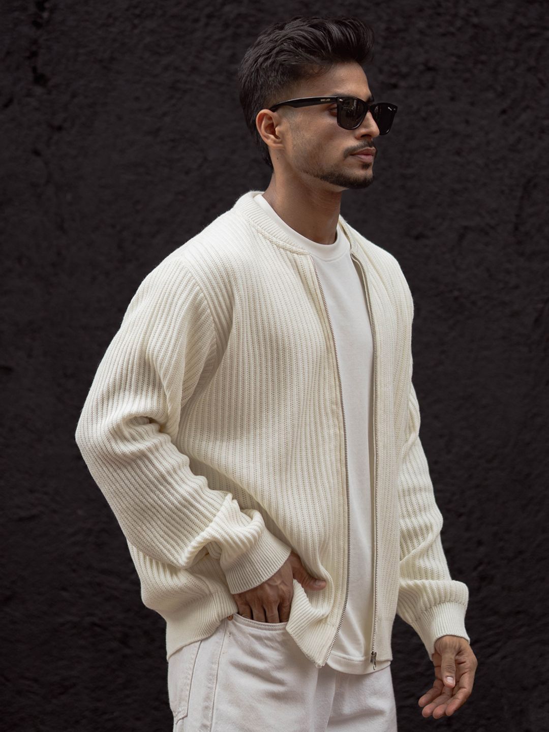 Powerlook Men Collarless Vertical Striped Casual Shirt