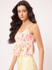 DressBerry Flower Fantasy Strappy Peplum Top