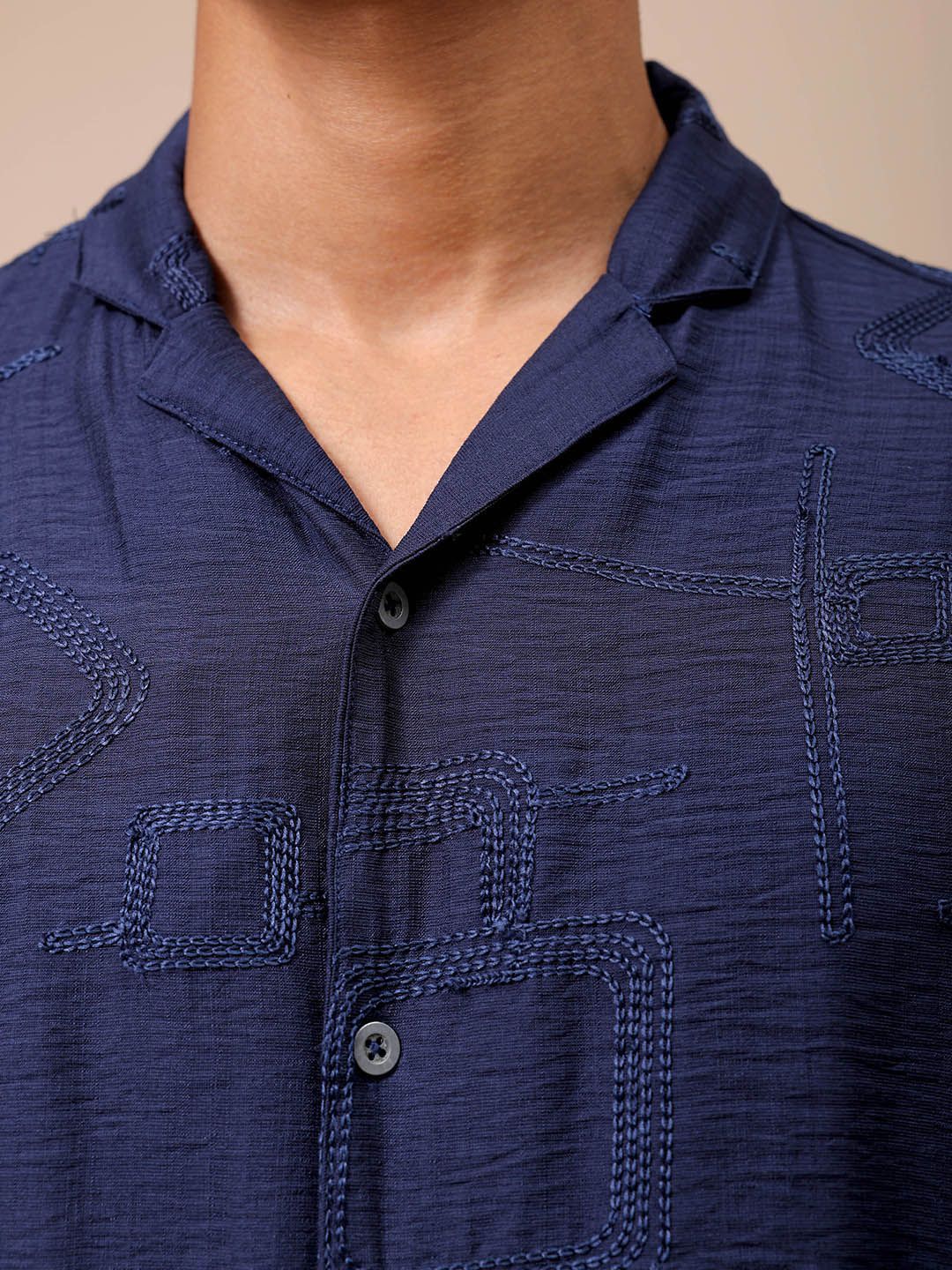 The Indian Garage Co Men Relaxed Fit Embroidery Resortwear Shirt