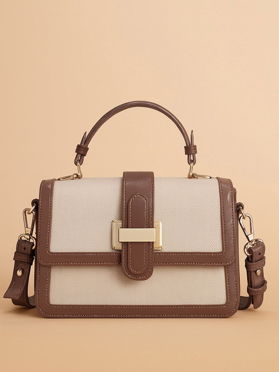 Lino Perros Colourblocked Structured Satchel With Detachable Sling Strap