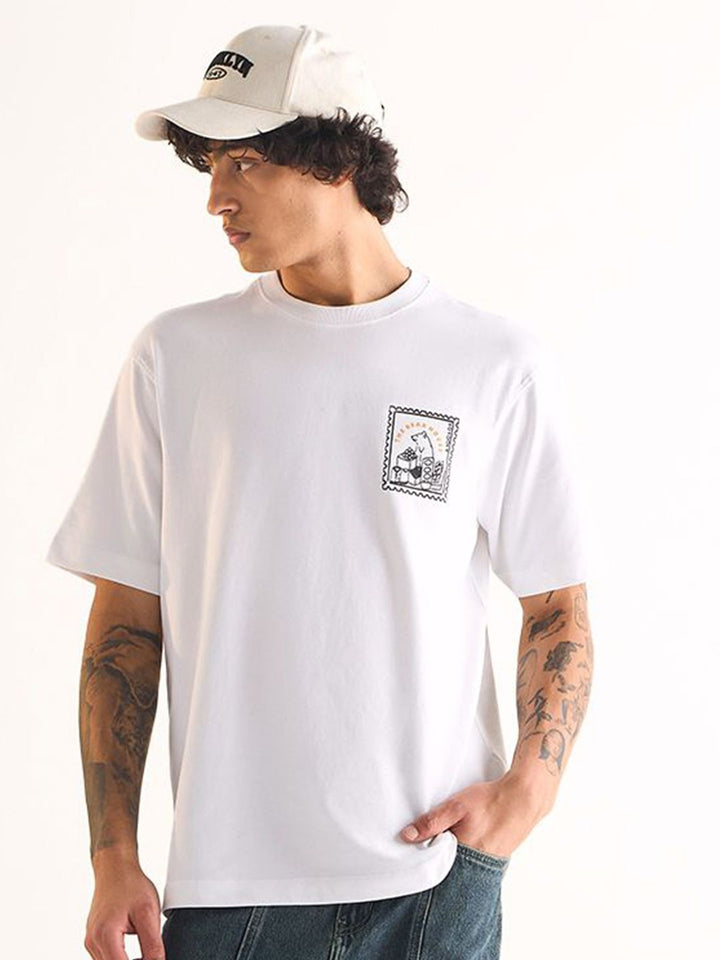 THE BEAR HOUSE Men Printed Drop-Shoulder Sleeves T-shirt