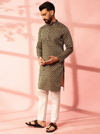 Motif Etnik Anouk Rekaan Tenunan Kurta Lurus Kolar Mandarin