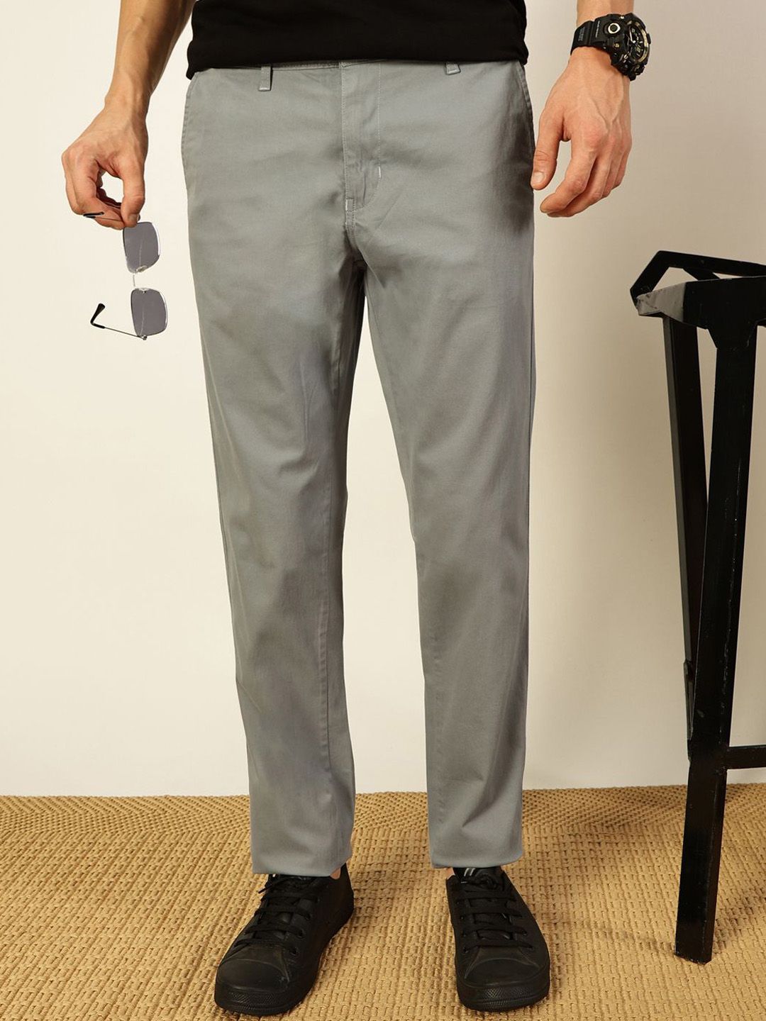 Thomas Scott Men Mid-Rise Smart Slim Fit Wrinkle Free Trousers