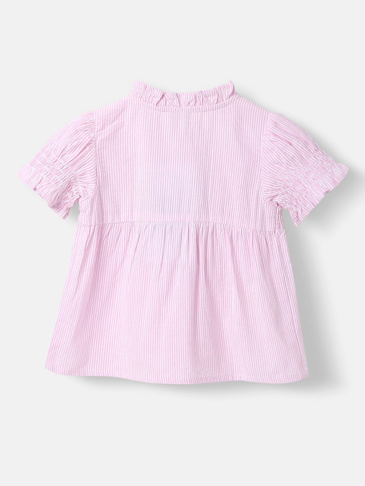 Nauti Nati Girls Yarn Dyed Cotton Checks Woven Top with Shirring Detail