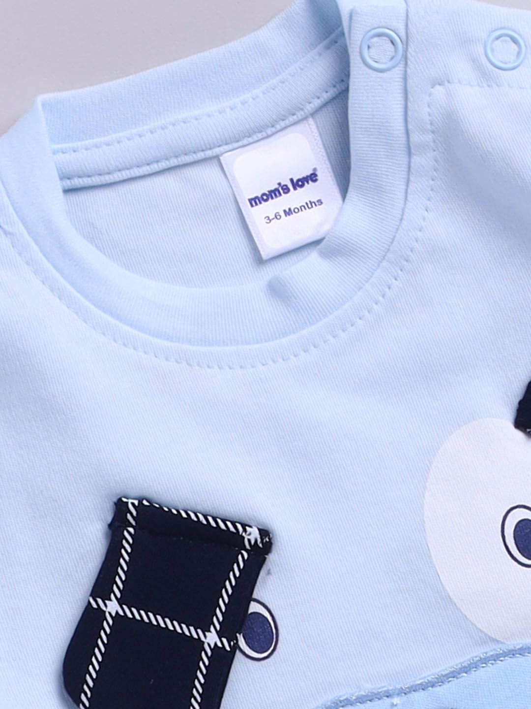 Moms Love Infant Boys Pure Cotton Printed T-shirt with Shorts