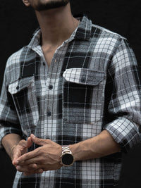 Powerlook Men Spread Collar Tartan Checked Casual Shirt