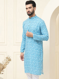 SOJANYA Geometric Printed band Collar Neck Regular Cotton Straight Kurta