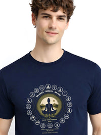 ADRO Lelaki Grafik Bercetak Leher Bulat Lengan Biasa Kapas T-shirt