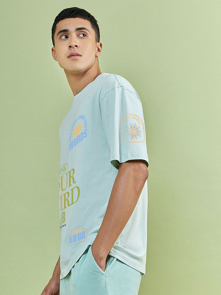 Bewakoof Men Typography Printed Round Neck Pure Cotton Oversized T-Shirt