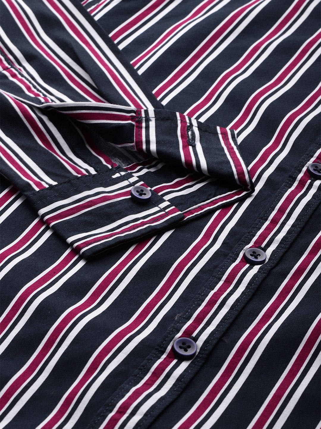 The Indian Garage Co Slim Fit Striped Pure Cotton Shirt