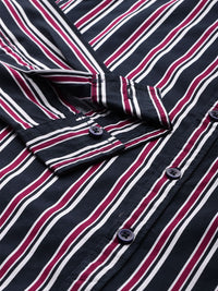 The Indian Garage Co Slim Fit Striped Pure Cotton Shirt
