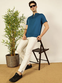 Thomas Scott Men Solid Mandarin Collar Cotton T-Shirt