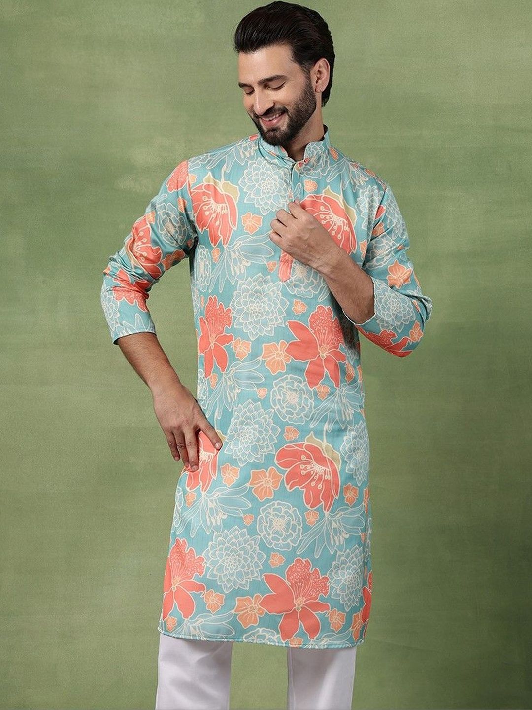 SOJANYA Men Floral Printed Kurta