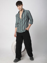 VASTRADO Men Classic Slim Fit Multi Stripes Opaque Striped Casual Shirt