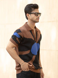 Powerlook Men Graphic Printed Polo Collar Cotton T-shirt
