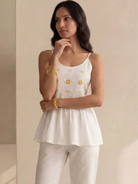House of Chikankari Floral Bordir Cotton Peplum Top