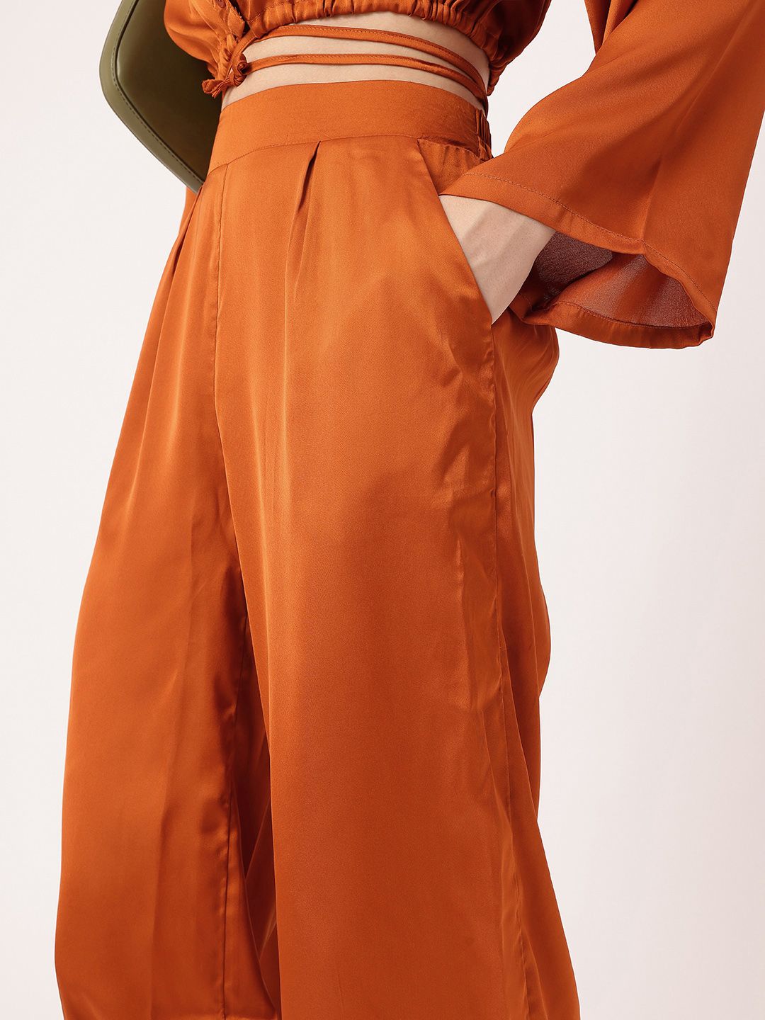 DressBerry Women Minimal Bonheme Satiny Grace Wide Leg Flared Trousers