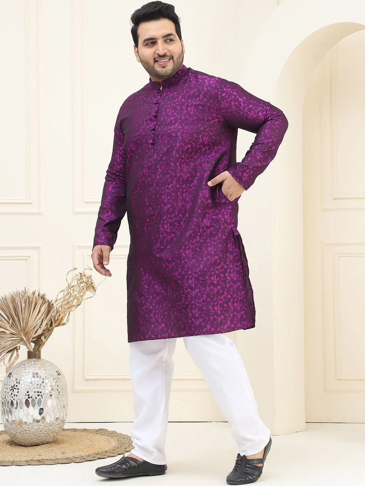 SOJANYA PLUS Plus Size Mandarin Collar Kurta with Pyjama