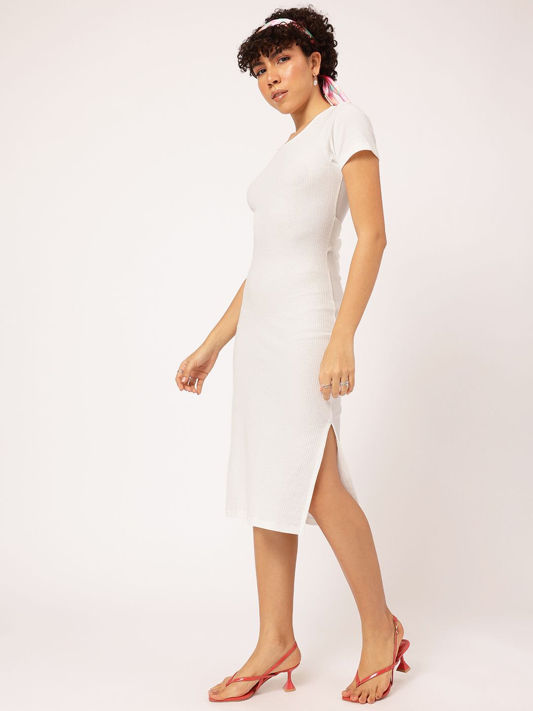 DressBerry Allure & Comfort Side Slit Ribbed Sheath Midi Dress