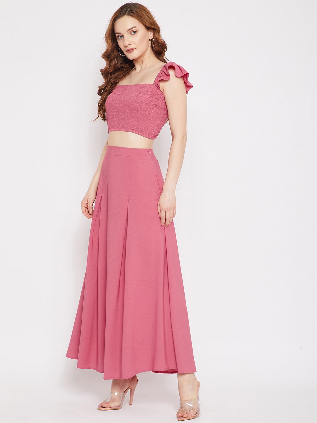 Berrylush Crop Top & Flared Maxi Skirt Co-Ord Set
