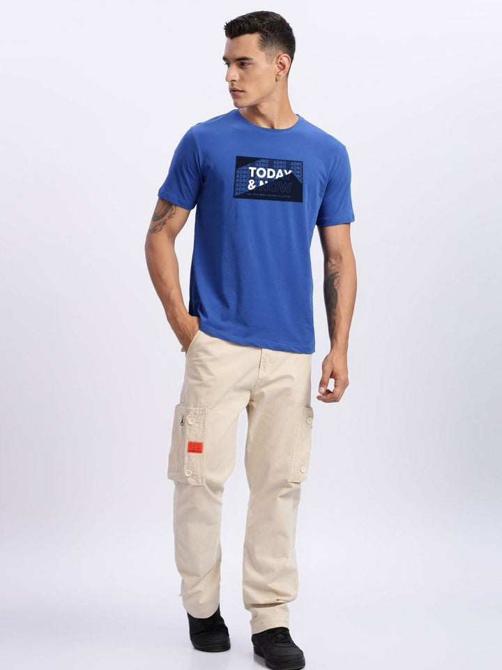 ADRO Men Typography Printed Round Neck Cotton T-shirt