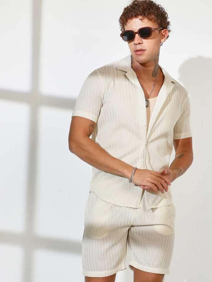 Campus Sutra Striped Shirt & Shorts
