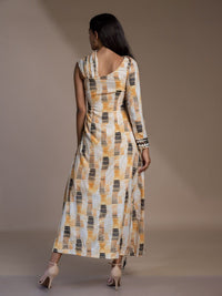 Mamicha Print Slit Sleeve Georgette Maxi Midi Dress
