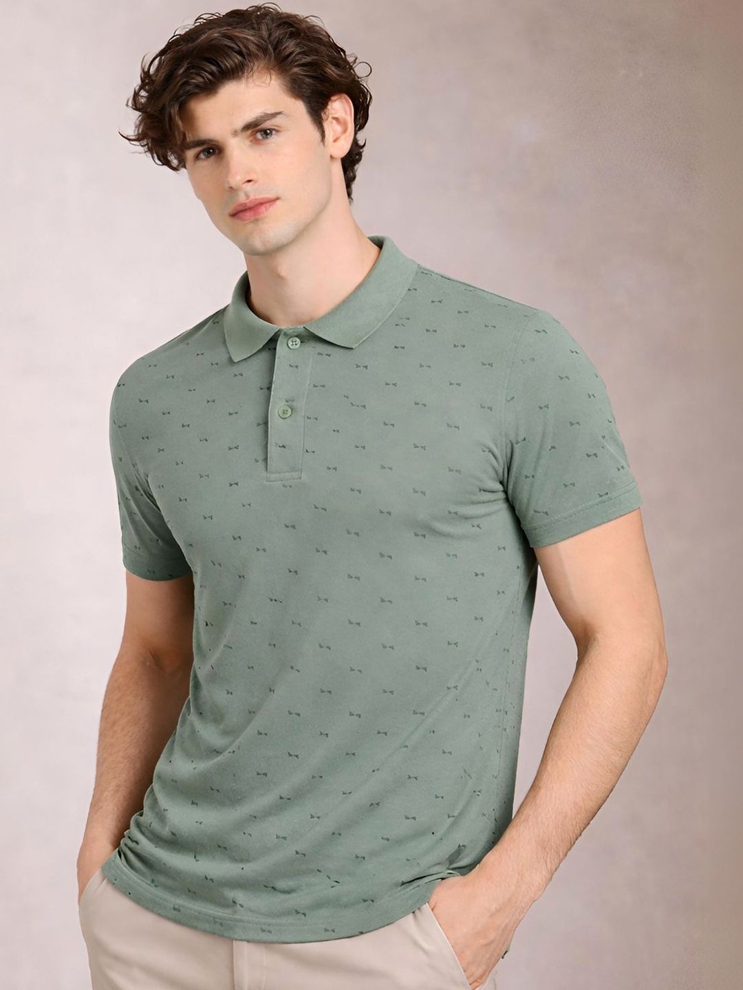 ADRO Men Printed Polo Collar T-shirt