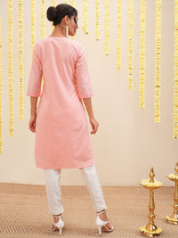 Vishudh Floral Embroidered Cotton Straight Kurta