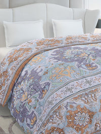 Monte Carlo Brown & White Ethnic Motifs Printed Mild Winter 210 GSM Double Bed Duvet