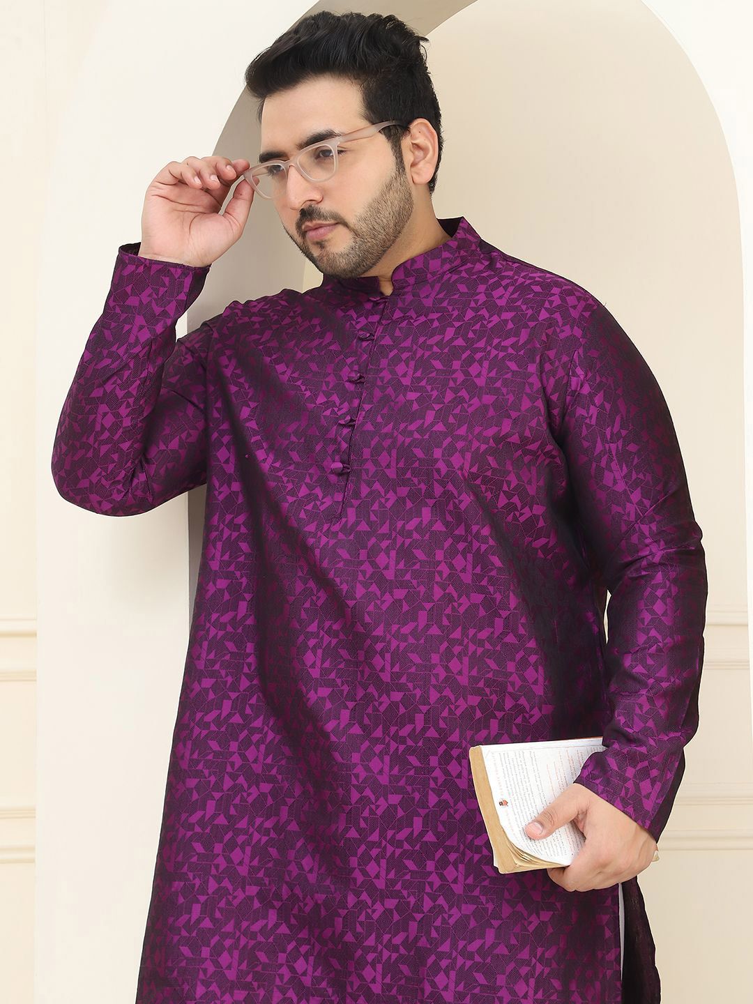 SOJANYA PLUS Plus Size Mandarin Collar Kurta with Pyjama