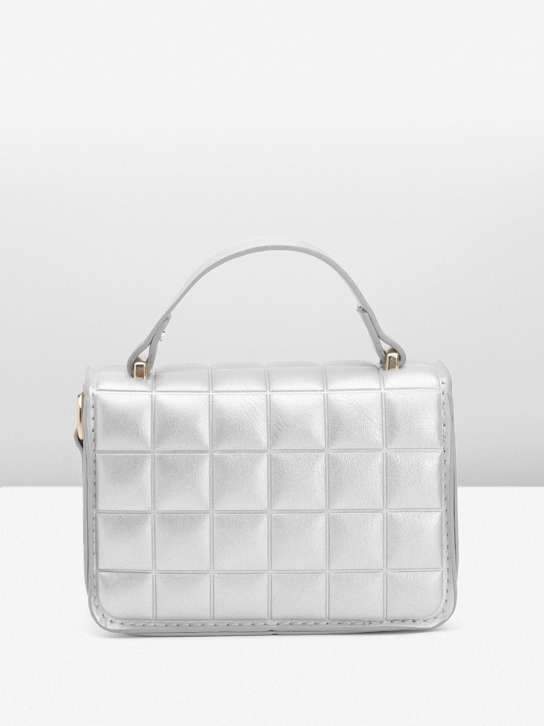 DressBerry Quilted Structured Satchel Bag