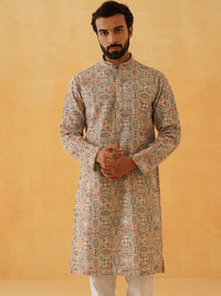 SOJANYA LUXE Men Embroidered Thread Work Georgette Kurta