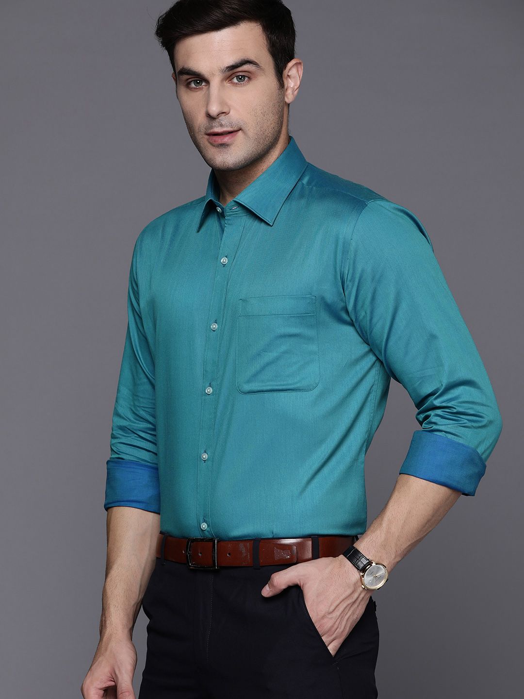 Raymond Men Blue Slim Fit Opaque Formal Shirt