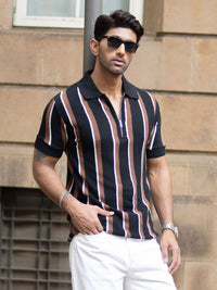 Powerlook Men Striped Polo Collar T-shirt