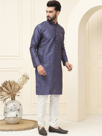 SOJANYA Ethnic Motifs Printed Cotton Silk Regular Kurta With Pyjama