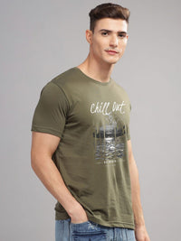 ADRO Men Printed Raw Edge T-shirt