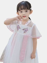 YK Floral Girls Floral Self Design Fit & Flare Dress
